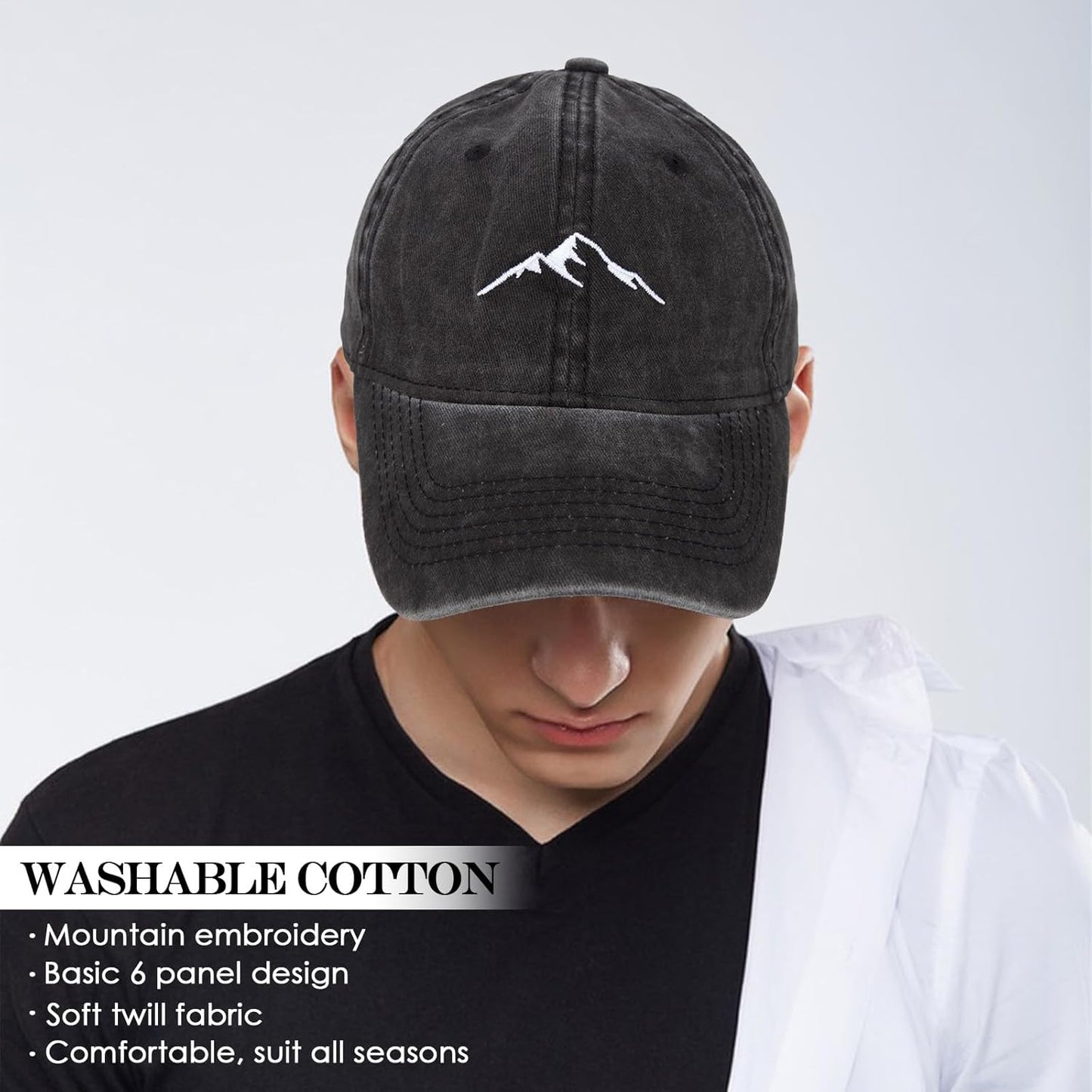 Washed Cotton Vintage Smile Mountain Baseball Cap Sun Hats Men Women Baseball Cap Adjustable Dad Golf Hat