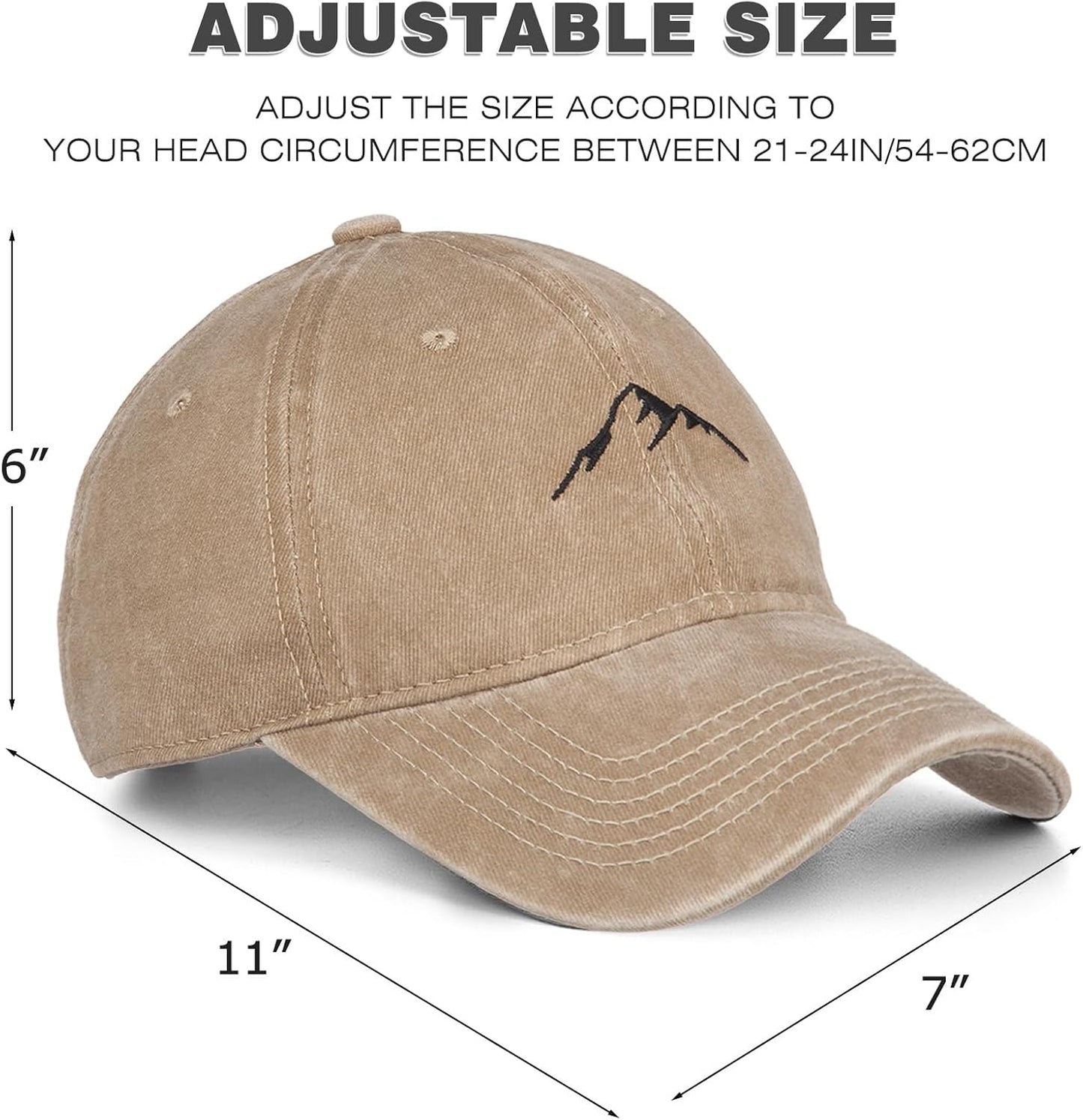 Washed Cotton Vintage Smile Mountain Baseball Cap Sun Hats Men Women Baseball Cap Adjustable Dad Golf Hat