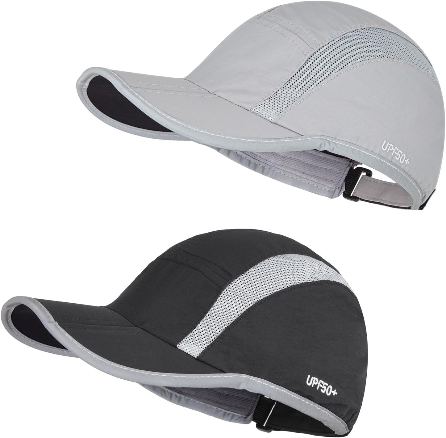 2 pack Foldable Sports Hat with UPF 50+ Sun Protection Baseball Cap for Men Women Running Cap Quick Dry Portable Hat