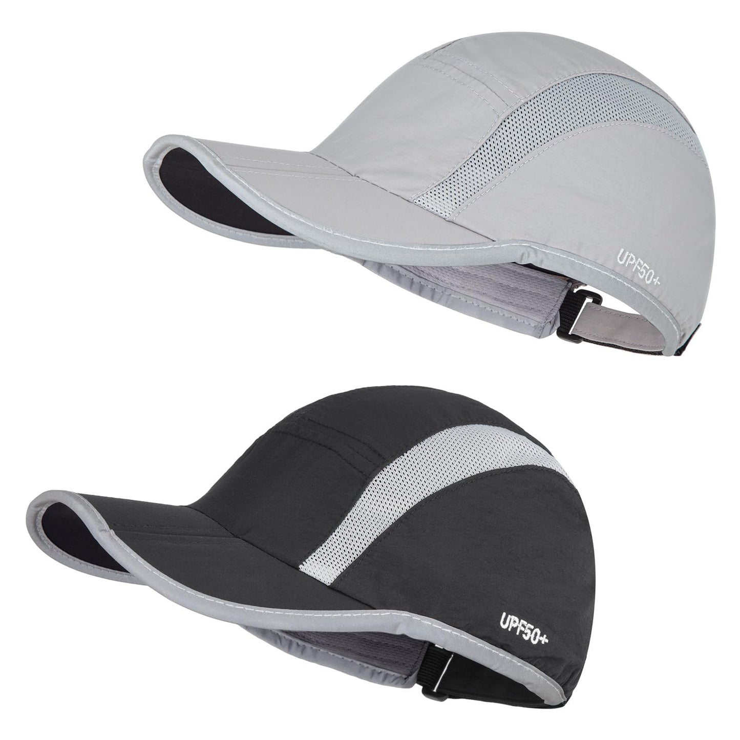 2 pack Foldable Sports Hat with UPF 50+ Sun Protection Baseball Cap for Men Women Running Cap Quick Dry Portable Hat