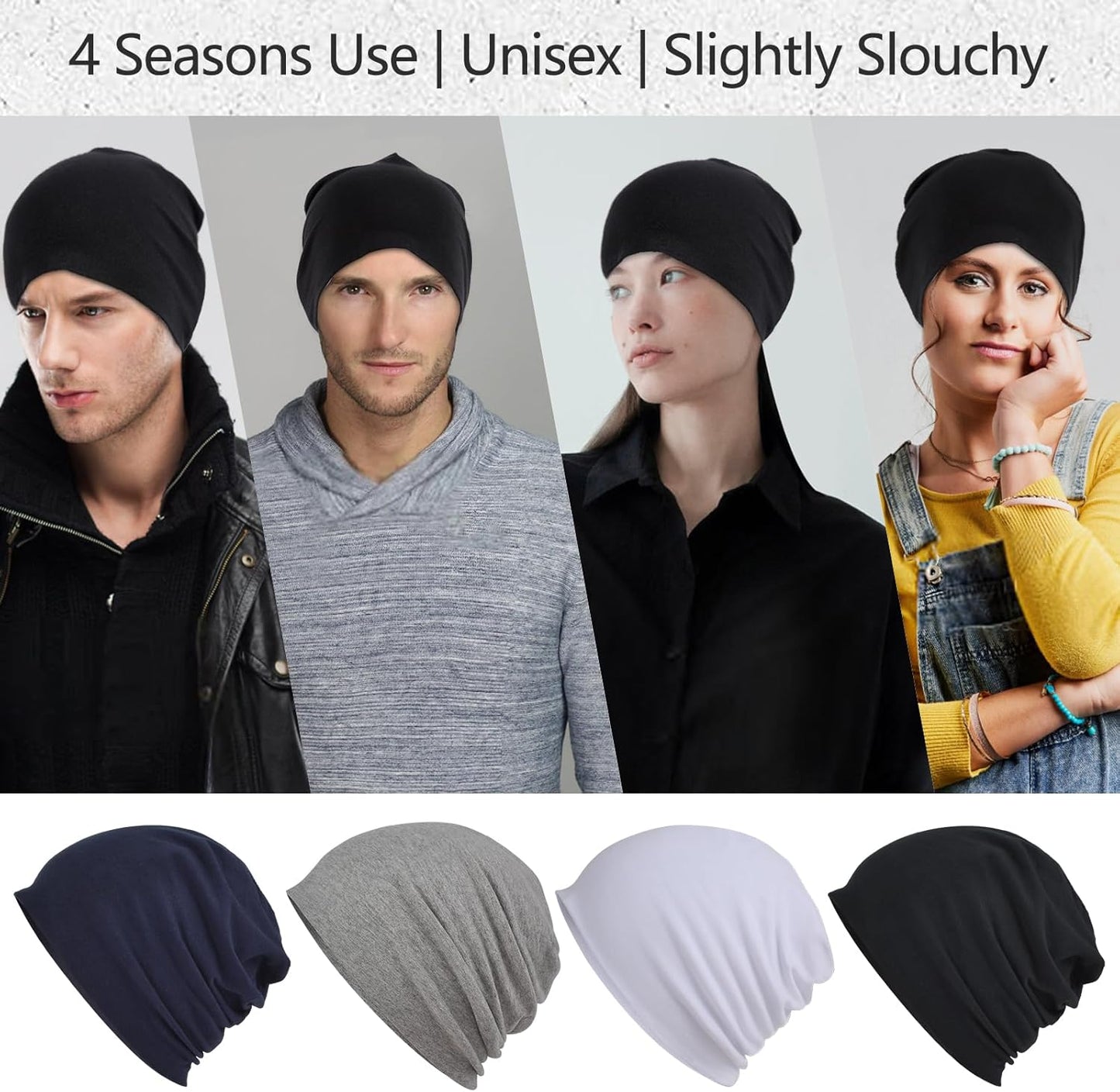 Cotton Beanie Hats for Men Women Stretchy Workout Cap, Helmet Liner, Lightweight Running Hat, Athletic Skullcap