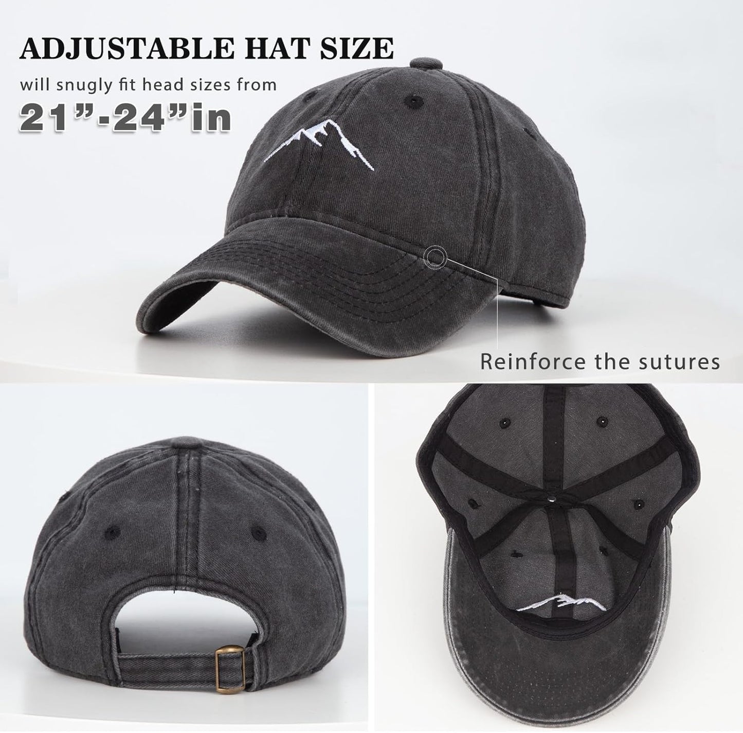 Washed Cotton Vintage Smile Mountain Baseball Cap Sun Hats Men Women Baseball Cap Adjustable Dad Golf Hat