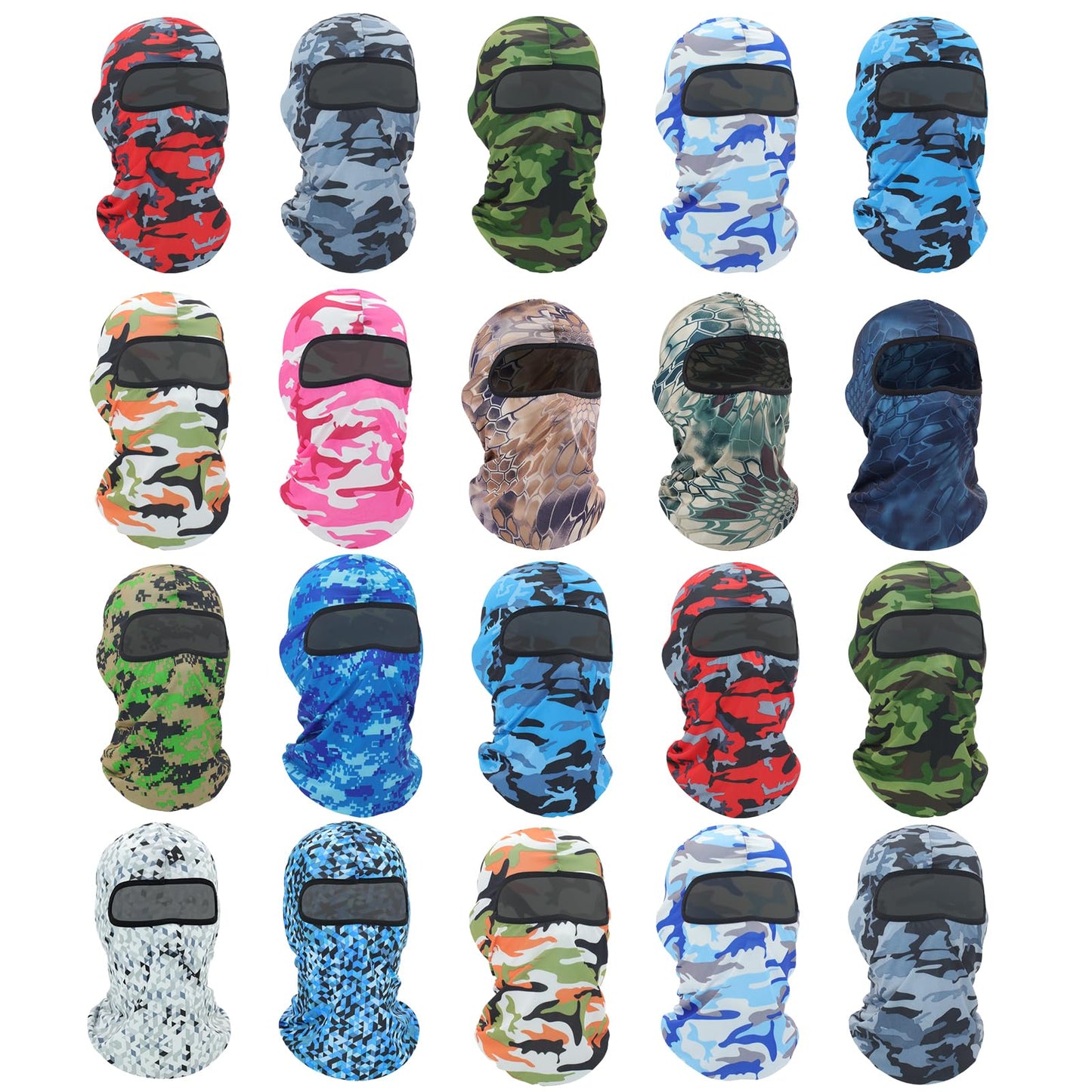 20 Pieces Balaclava Full Face Mask Ski Mask Neck Gaiter for Outdoor Sports Motorcycle Cycling UV Sun Protection Helmet Liner