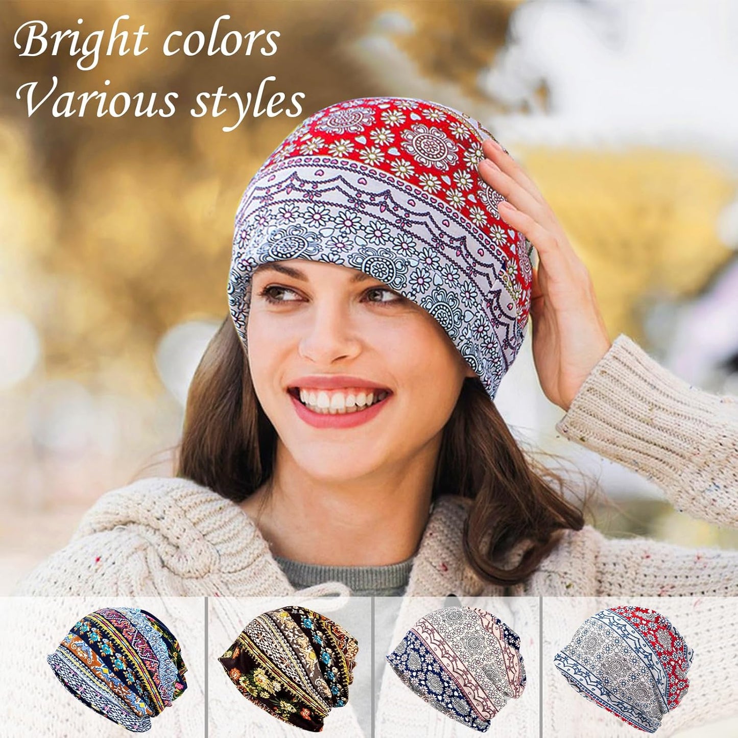 Cotton Slouchy Beanie Hats Women Chemo Sleeping Headwear Workout Cap